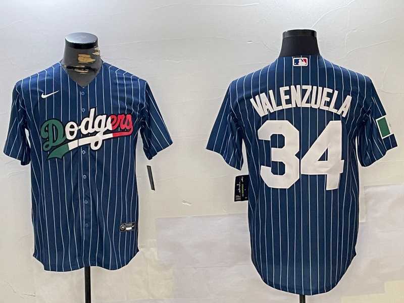Men%27s Los Angeles Dodgers #34 Fernando Valenzuela blue Authentic Collection Stitched MLB Jersey1->los angeles dodgers->MLB Jersey